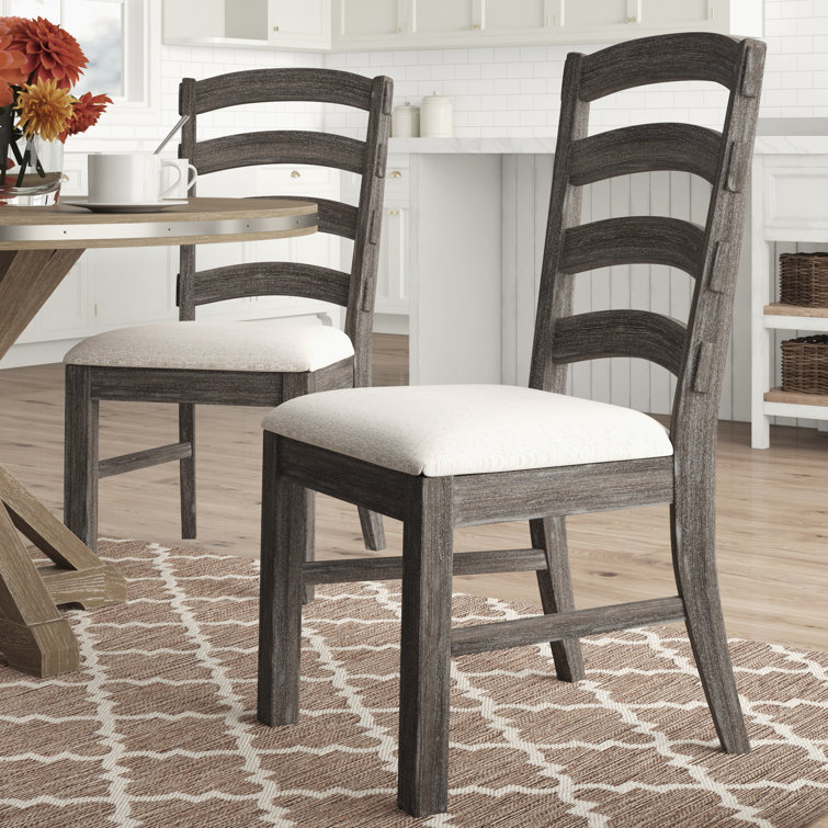 Three Posts Dumfries Ladder Back Side Chair in Beige Gray Reviews Wayfair